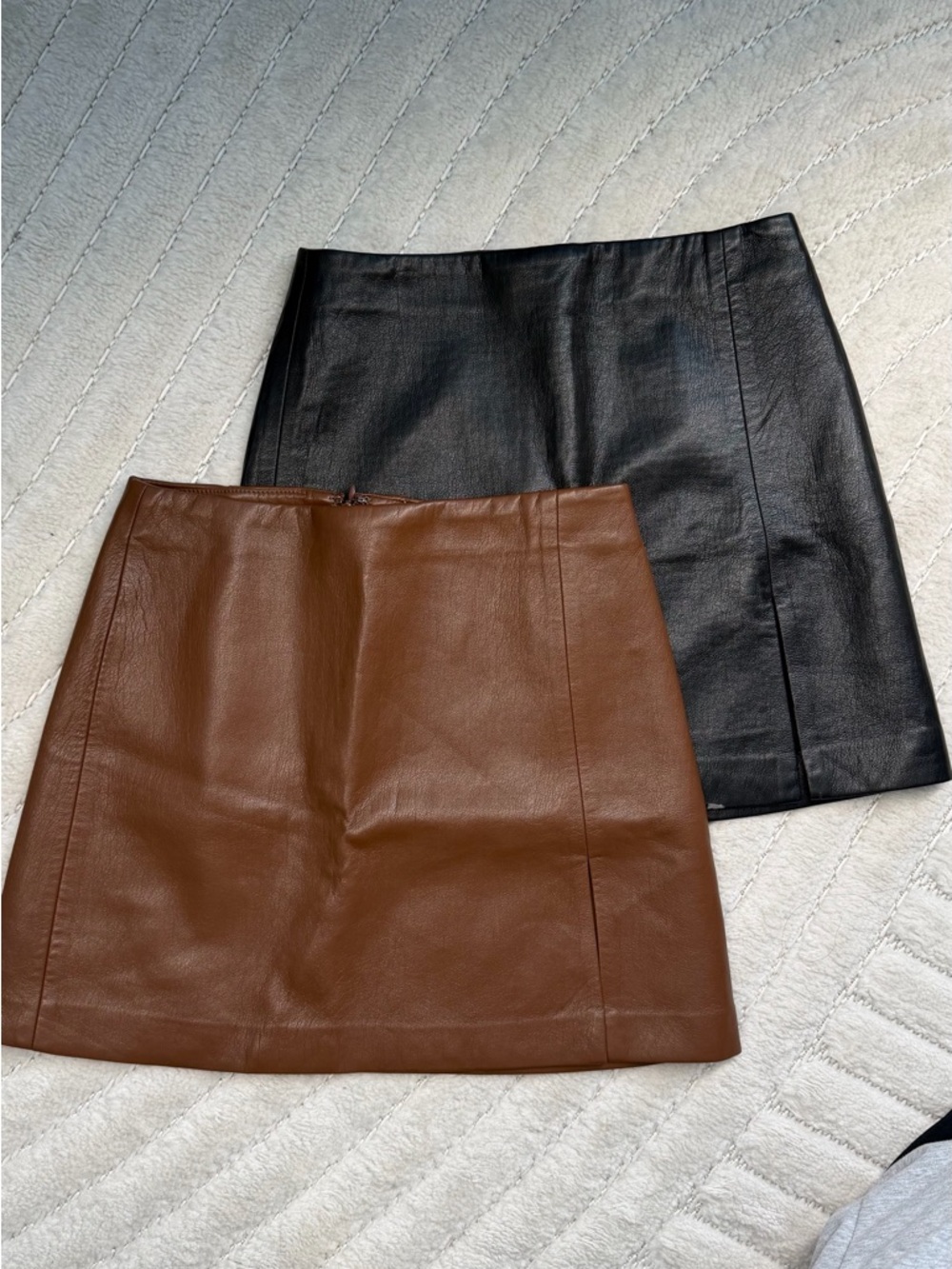 SUNDAY BEST TATIANA Faux Leather Mini Skirt in Black and Brown - size 0